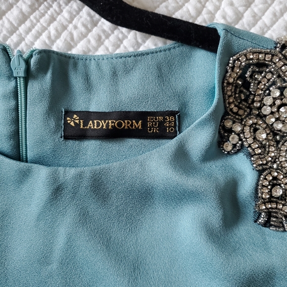 A LADYFORM European teal dress with silver details - Picture 2 of 4